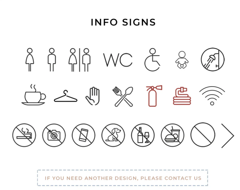 WC- White Embossed ,  Embossed Double Acrylic Sign - , Hotel Signs , Resort Signs