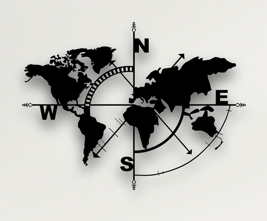 Metal World Map Wall Art - Modern Steel Decor -  Home Metal Decor