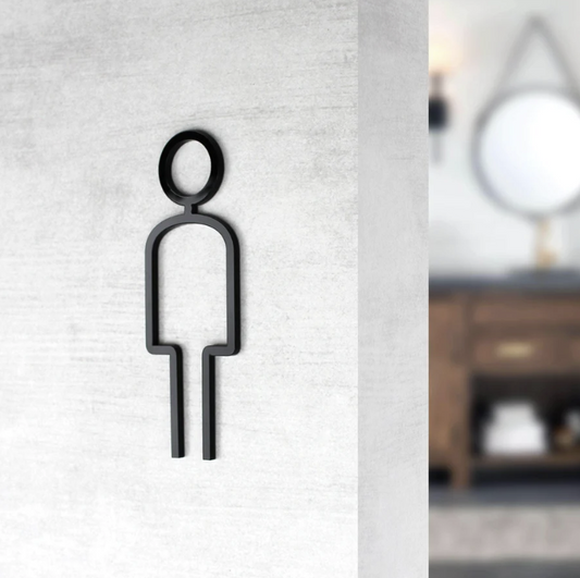 WC, Men - Black Embossed -  Hotel Signs , Resort Signs