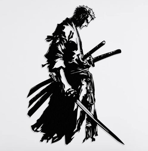 Anime Samurai  , Metal Wall Art - Modern Steel Decor - Home Decor