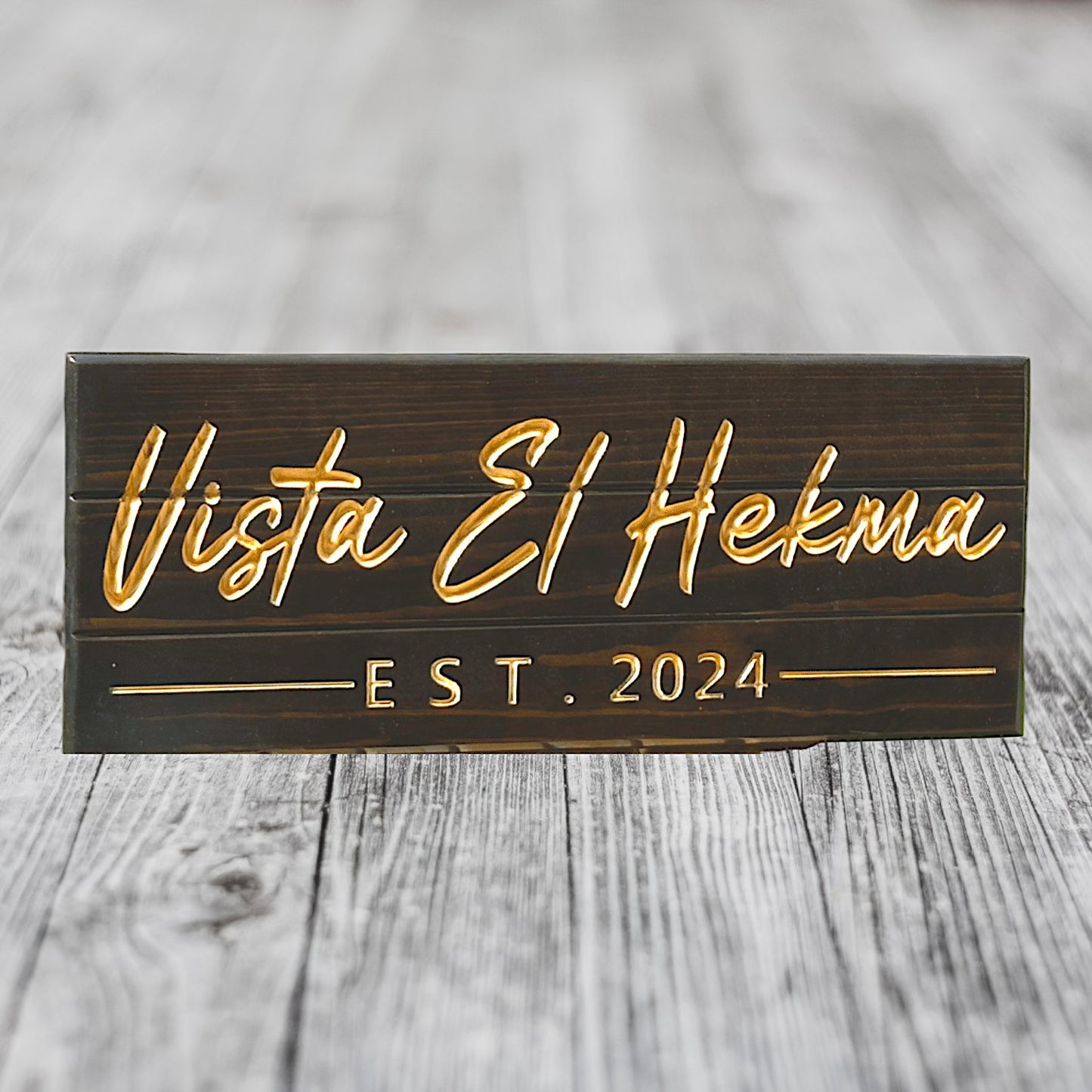 Dark Engraved,  Custom Wood Garden Sign