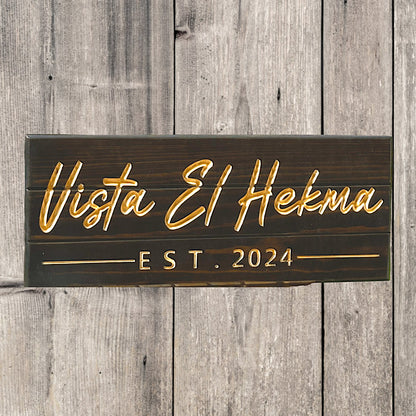 Dark Engraved,  Custom Wood Garden Sign