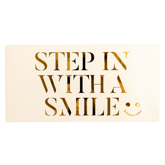 Step In With A Smile  ... Decor Sign , Pristine White